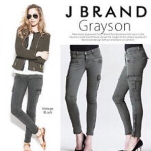 JBrand Grayson Skinny cargo jeans. Size 25. Colour Vin Black (Grey)